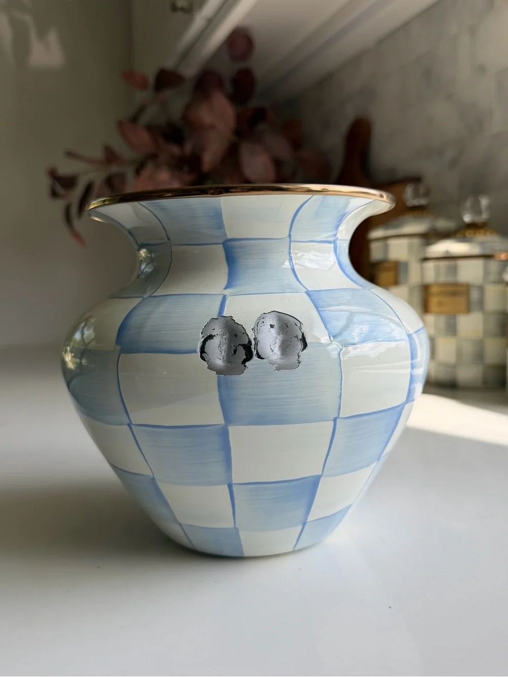 MacKenzie-Childs Sky Check Large Vase